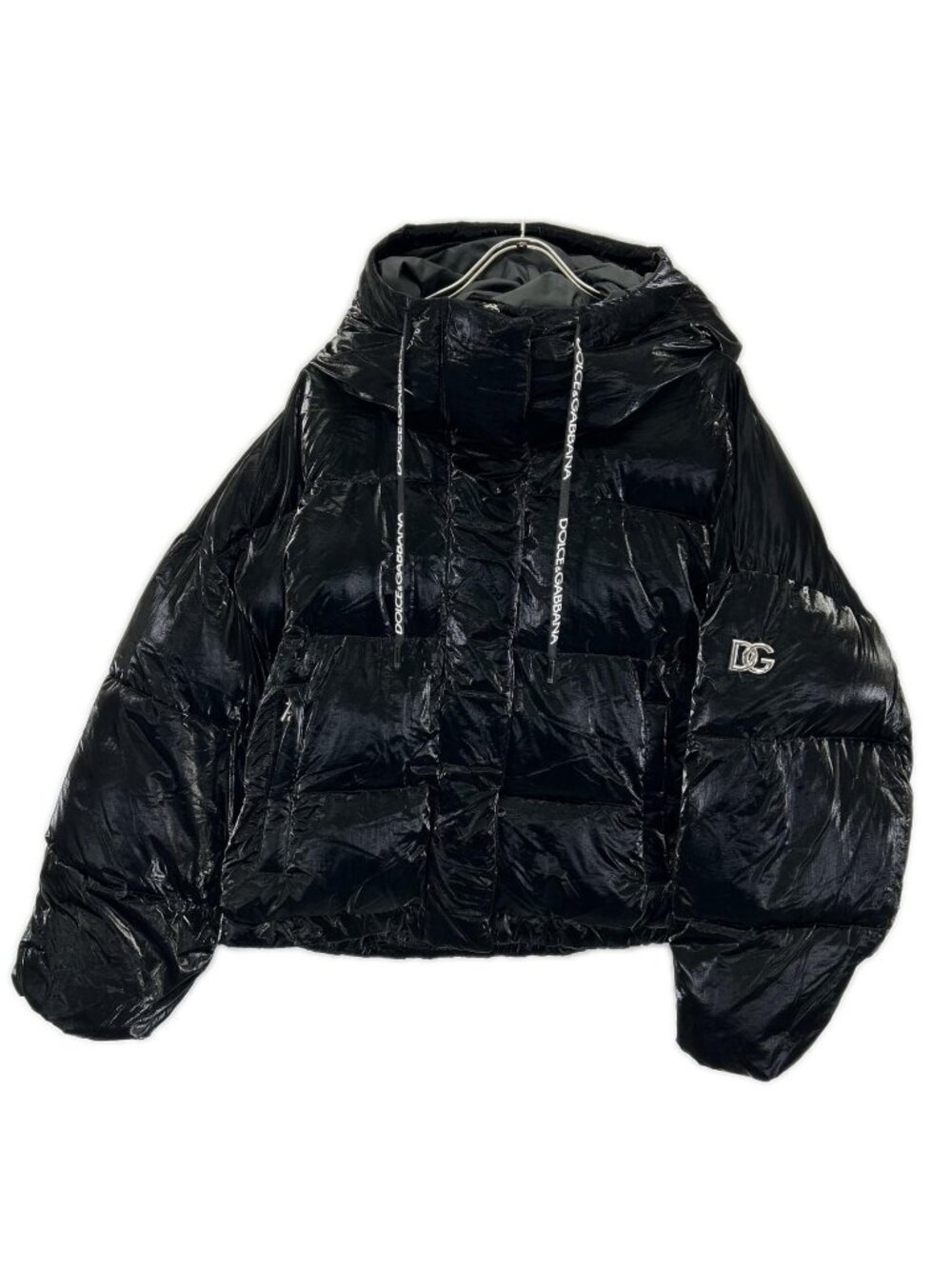 Dolce & Gabbana Black Nylon Coating Sleeve Emblem Down Jacket 38